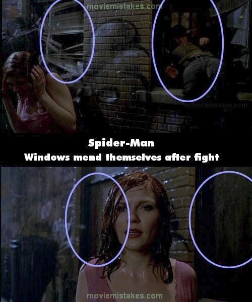 Phim Spider – Man, cửa sổ bị hỏng sau trận đánh nhau đã nhanh chóng trở nên nguyên vẹn như chưa hề có chuyện gì xảy ra